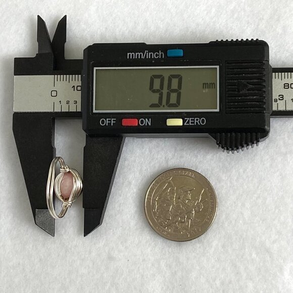 Sterling Silver Wire Wrapped 8MM Pink Rose Quartz Bead Ring Size 6.75 - Picture 13 of 16